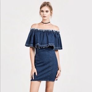 J.O.A. Off The‎ Shoulder Denim Dress